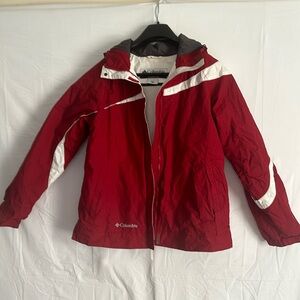 Columbia hooded rain jacket.